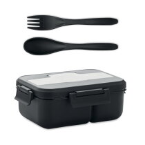 PRIA Lunchdoos met bestek in PP zwart
