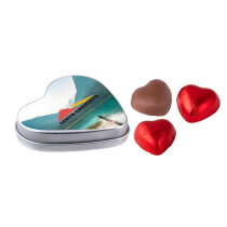 Hartenblikje met 3 chocolade hartjes bedrukken