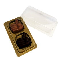Doosje met 2 chocolade duimpjes wit