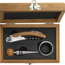 RVS en bamboe wijn set Leonie bruin