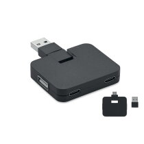 SQUARE 4-poorts USB-hub zwart