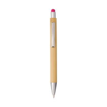 Bamboe en kunststof balpen Claire fuchsia