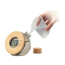 DROPPY LUX Water bamboe LCD klok transparant grijs
