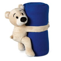 MANTA Fleece deken met beer blauw bedrukken