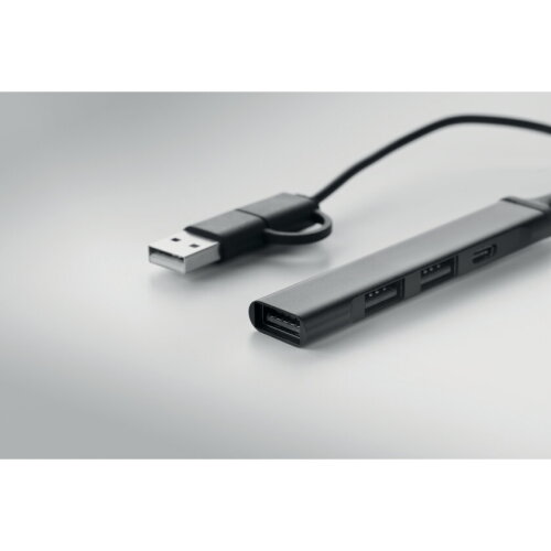 CURRENT USB 4-poorts hub 19 cm Zwart