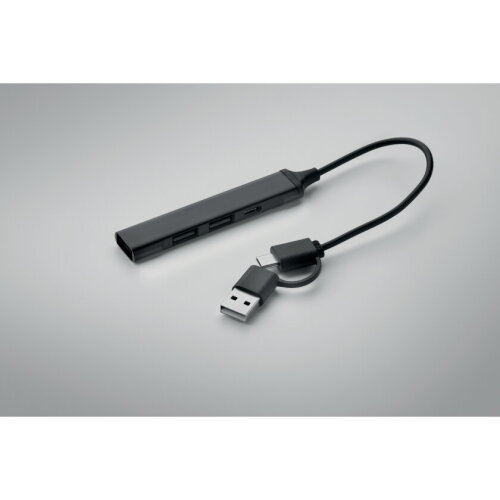CURRENT USB 4-poorts hub 19 cm Zwart