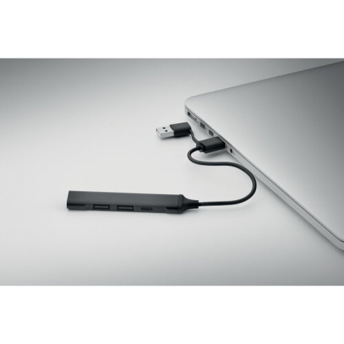CURRENT USB 4-poorts hub 19 cm Zwart