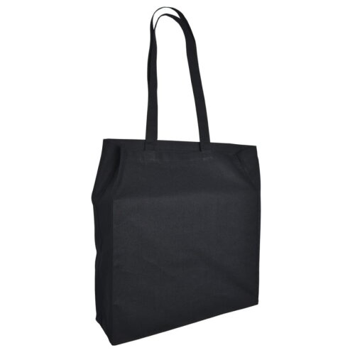 Cotton Bag Lang Hengsel en Souffle Zwart acc. Zwart bedrukken bedrukken