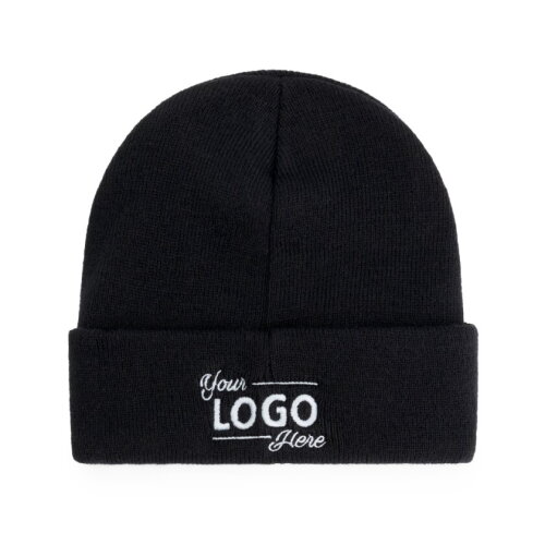 Acryl Knitted Hat met Thinsulate Zwart acc. Zwart bedrukken