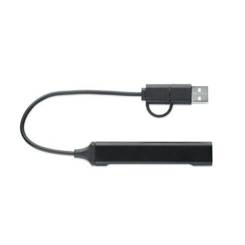CURRENT USB 4-poorts hub 19 cm Zwart